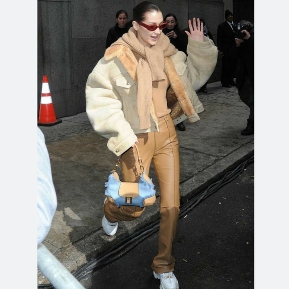 MICHAEL KORS collection BANCROFT MEDIUM denim FRAYED shoulder BAG - Picture 1 of 11